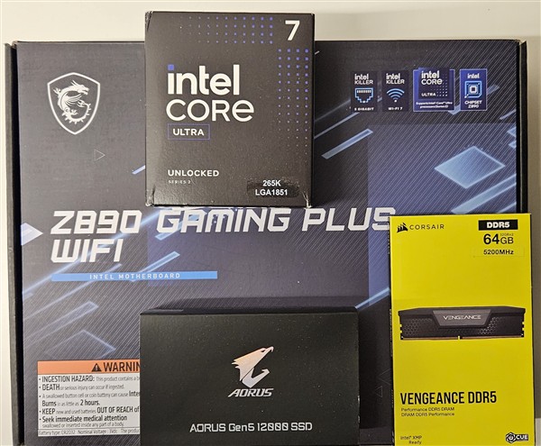 Componenti per PC desktop con Intel Core Ultra 7, scheda madre Z890, RAM DDR5 e SSD Gen5
